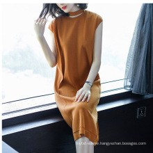 PK18CH002 women dress cotton blend short sleeve pullover